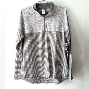 NWT Avia Women’s Quarter Zip Pullover Active Top Gray/White Size XL